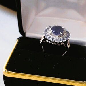 Tanzanite & Diamond 5.88ctw Engagement Ring |14K White Gold | 7.1g